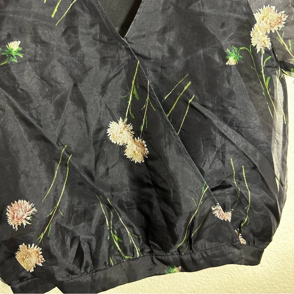 Madewell Silk‎ Organza Puff Sleeve Top Aster Portrait Sz XXS